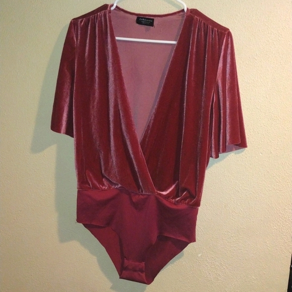 Zara Tops - Zara Mauve Velvet Bodysuit NYE Party Ballet Core S